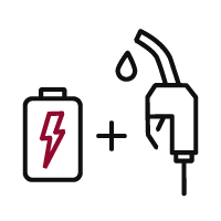 Illustration of battery + gas nozzle. Both of equal size. 