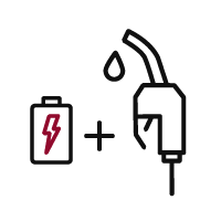 Illustration d’une batterie et d’un pistolet à carburant. 