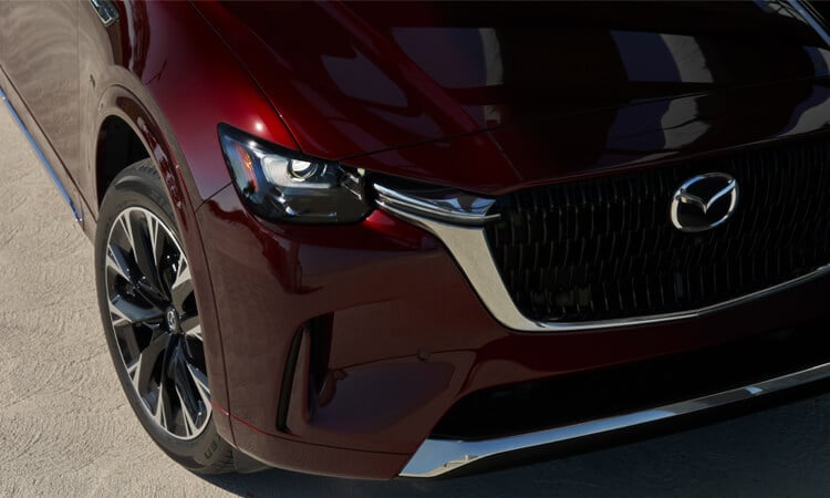 Close up of Artisan Red CX-90 front grille.