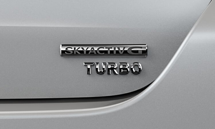 Close-up of Skyactiv-G TURBO badge.